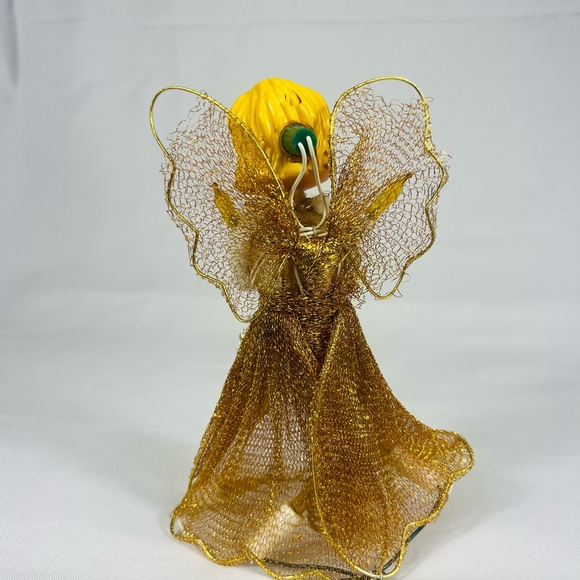 Vintage Christmas angel tree topper wire Blonde 6 1/4" - Picture 3 of 8